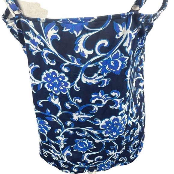 Lands End Blue Floral Tankini Swim Size 18 Padded Underwire - Picture 9 of 10